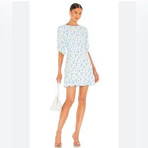 Faithfull the Brand Blue Floral Mini Dress
